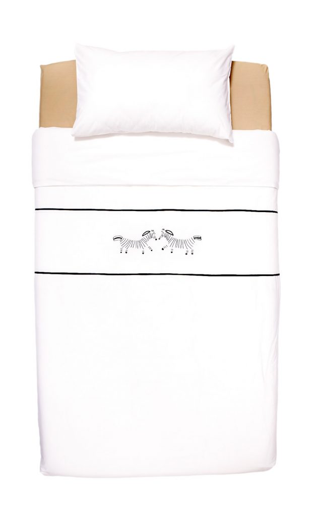 Bed Linen with hand embroidered zebra - top